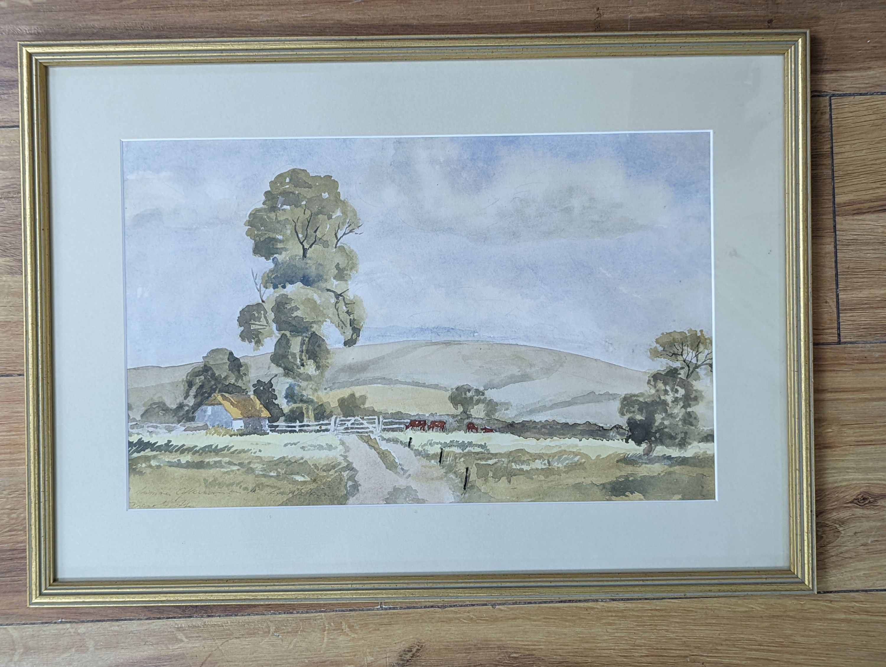 Frank Wootton (1914-1998), watercolour, Summer afternoon South Downs, signed, 23 x 37cm